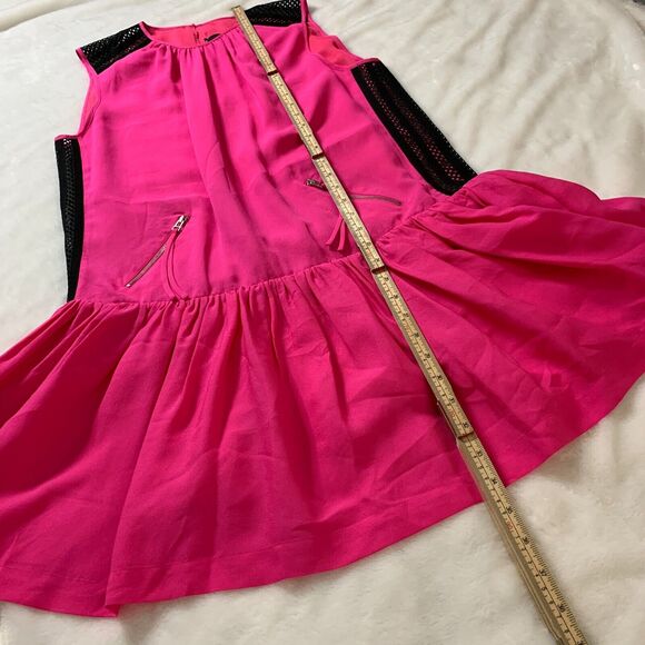 L.A.M.B. Gwen Stefani Black Hot Pink Above Knee Sleeveless Silk Dress Size 6 - Picture 3 of 12